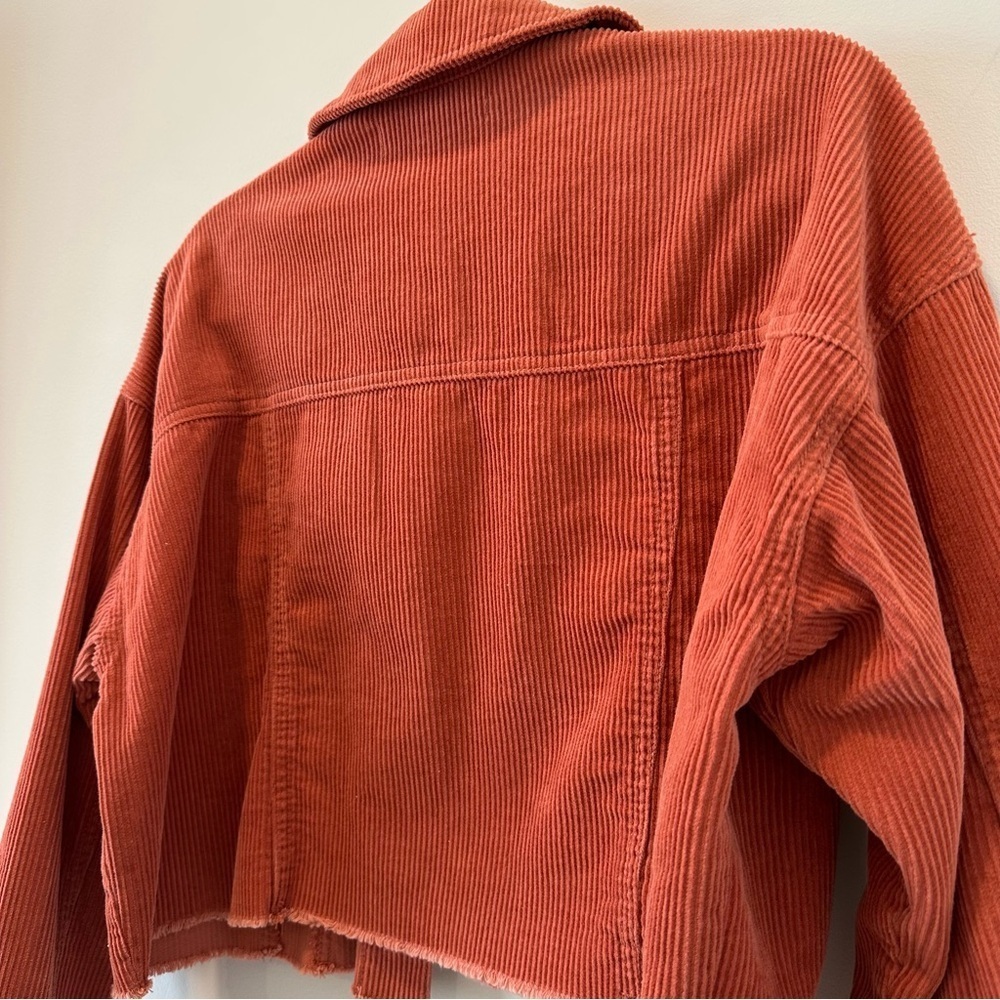 Forever 21 Cropped Jacket Corduroy Red Orange Small Valentines Cotton Transition - Picture 9 of 9